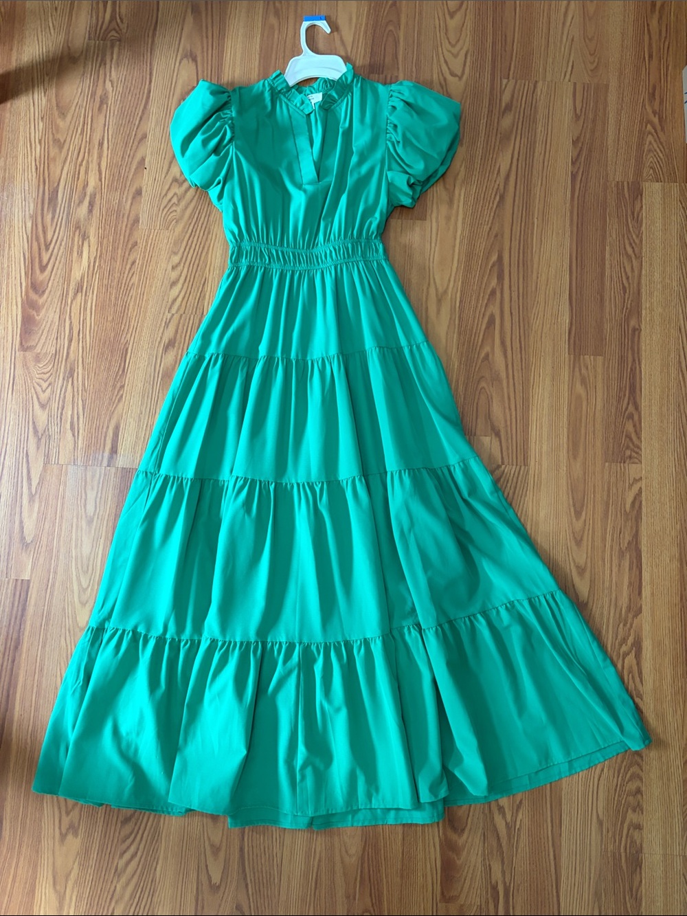entro Teal Tiered Maxi Dress with Puff Sleeves